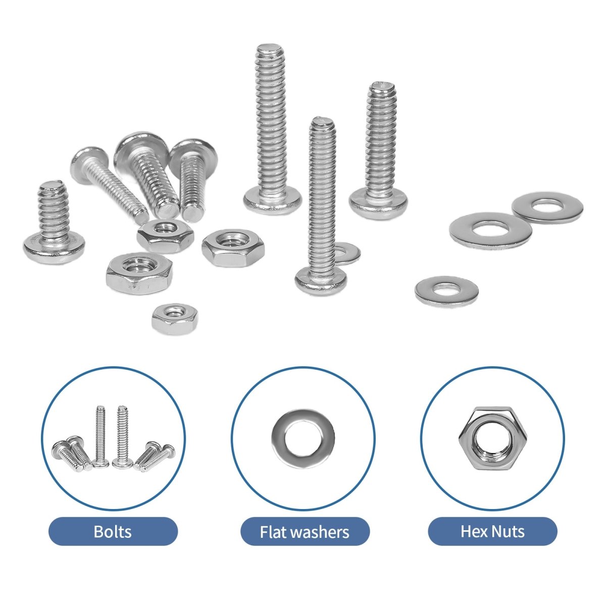 1140 Pcs Phillips Pan Head Screws Nuts Bolts and Flat Washers Assortment Set - HomeDIYer