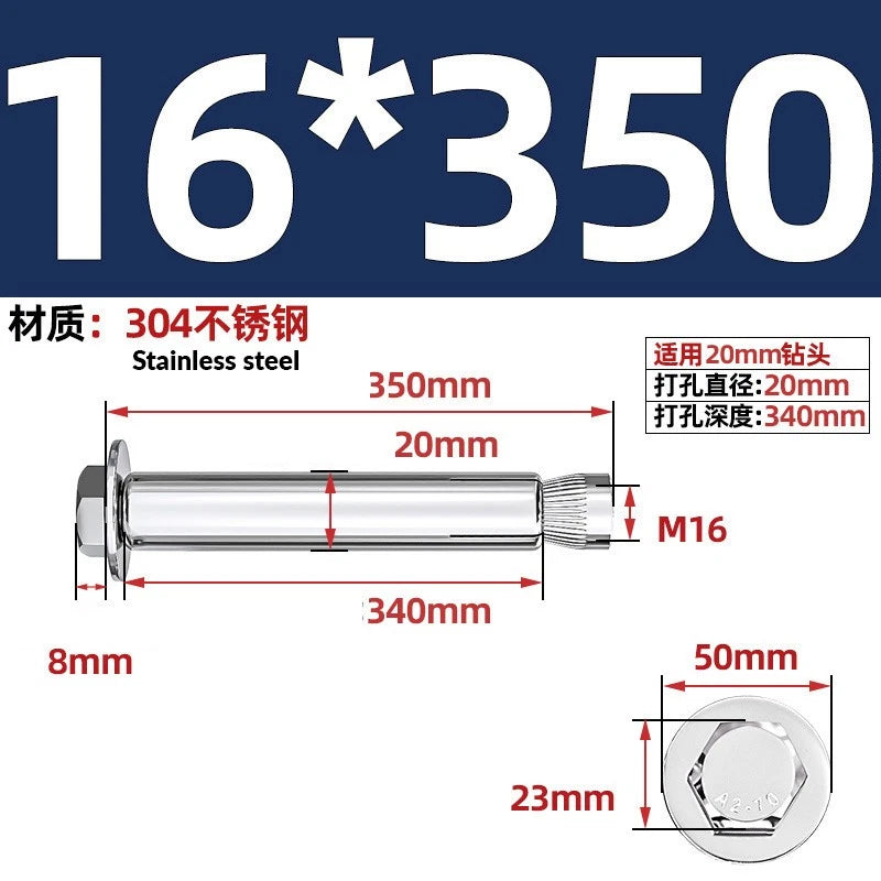 Stainless Steel Masonry Concrete Expansion Anchor Bolt — M6 M8 M10 M12 M16 | 304 & 201 SS