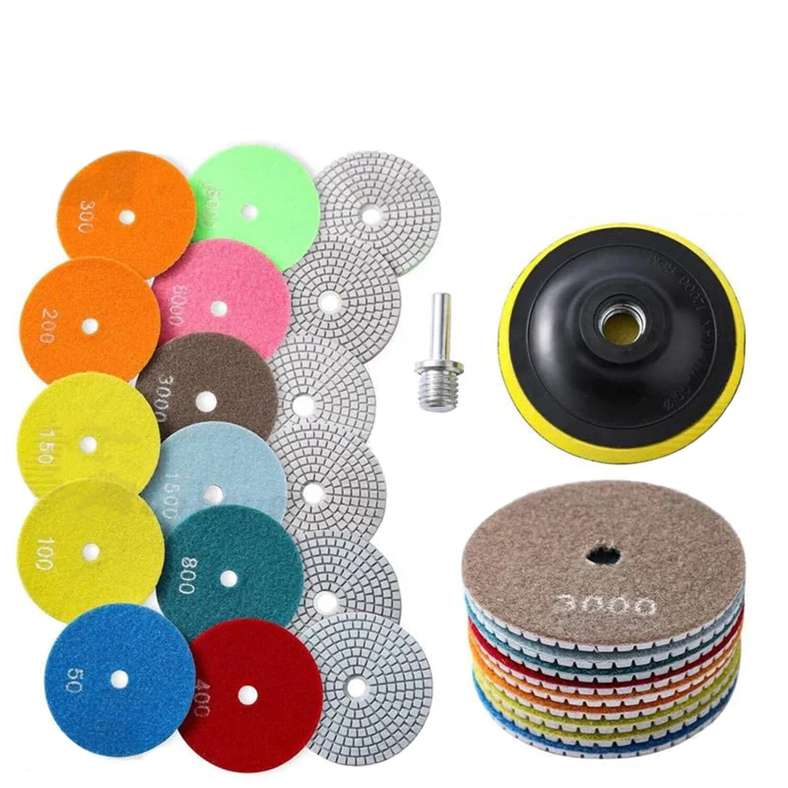 11Pcs 4 inch 100mm Diamond Polishing Pads Kit Wet/Dry for Granite Stone Concrete