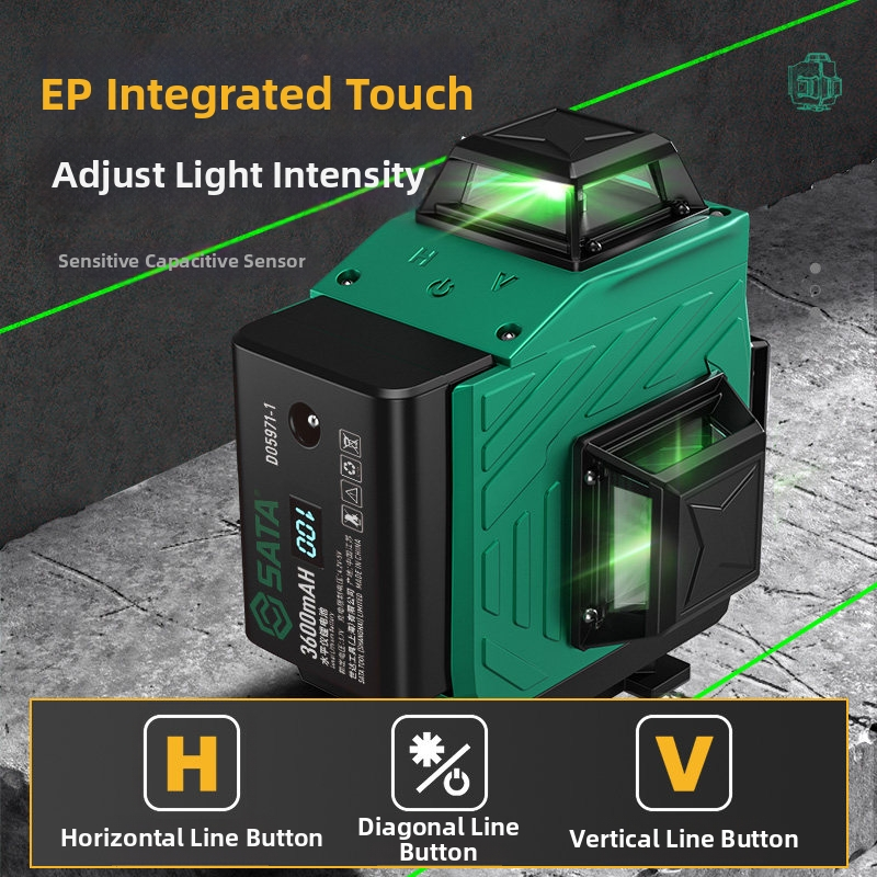 Professional Laser Level Kit – 12/16 Line Green & Blue Beam Self-Leveling with Dual Battery & Tripod