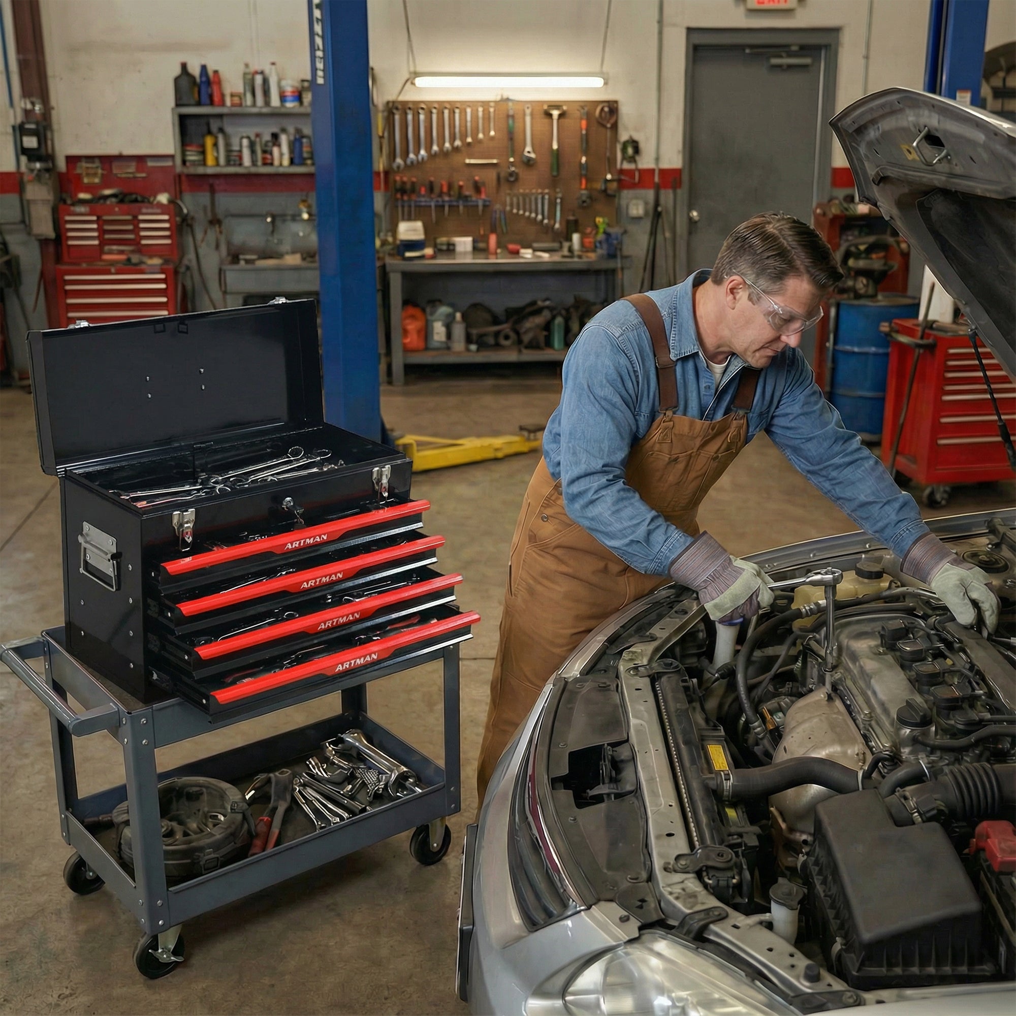 20-inch Steel Portable Tool Box with Drawers – Heavy-Duty Tool Storage Organizer