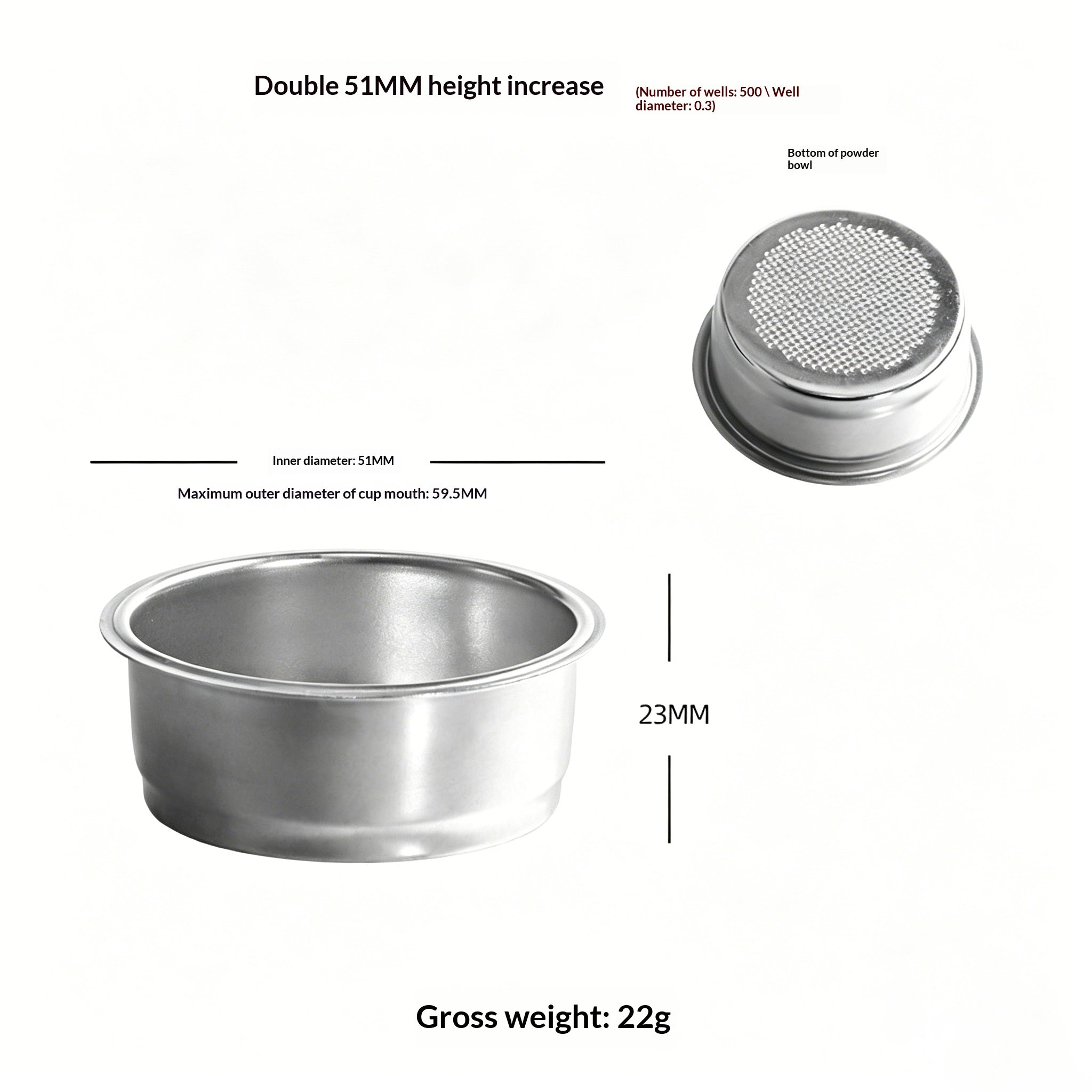 304 Stainless Steel Espresso Filter Basket – 51mm / 54mm / 58mm | Single & Double Shot Precision Portafilter Cup