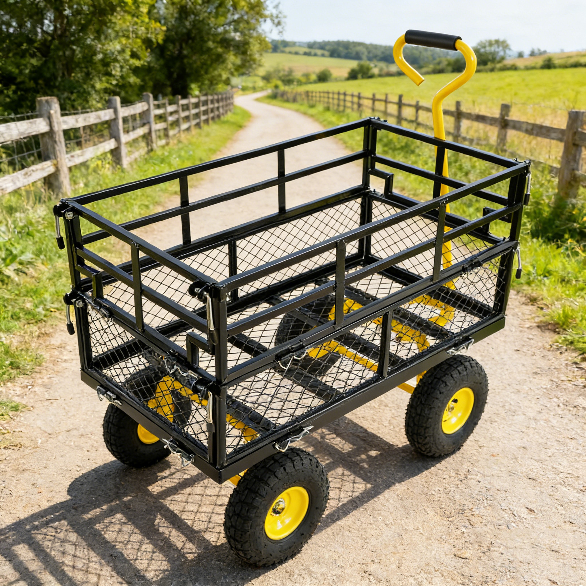 Mini Folding Wagon Garden Shopping Beach Cart (brake+orange+black)