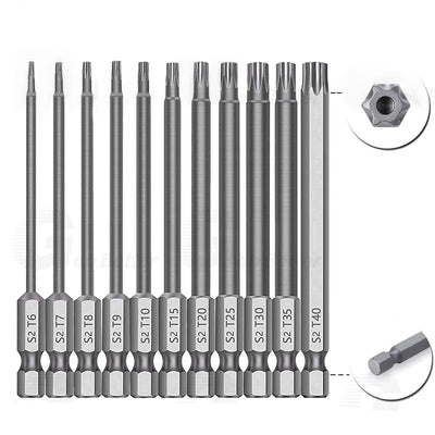 11-Piece Magnetic Torx Screwdriver Bit Set T6-T40 Security Tamper-Proof Star Bits