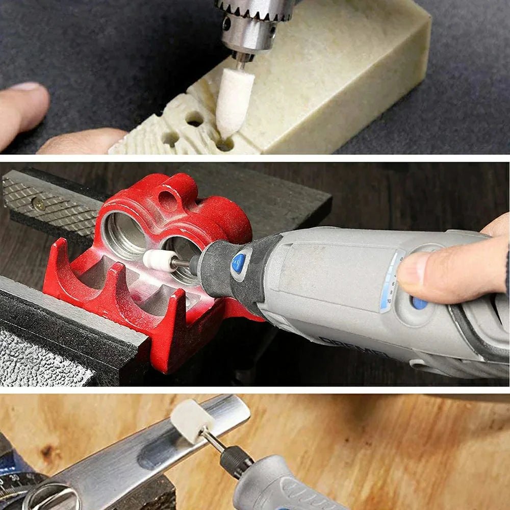 6mm 4" Shank 20 - 40mm Pad Wool Felt Polishing Buffing Wheel Grinding Head Metals Rotary Tools Wheels Tool Drill Electric Grinder - HomeDIYer