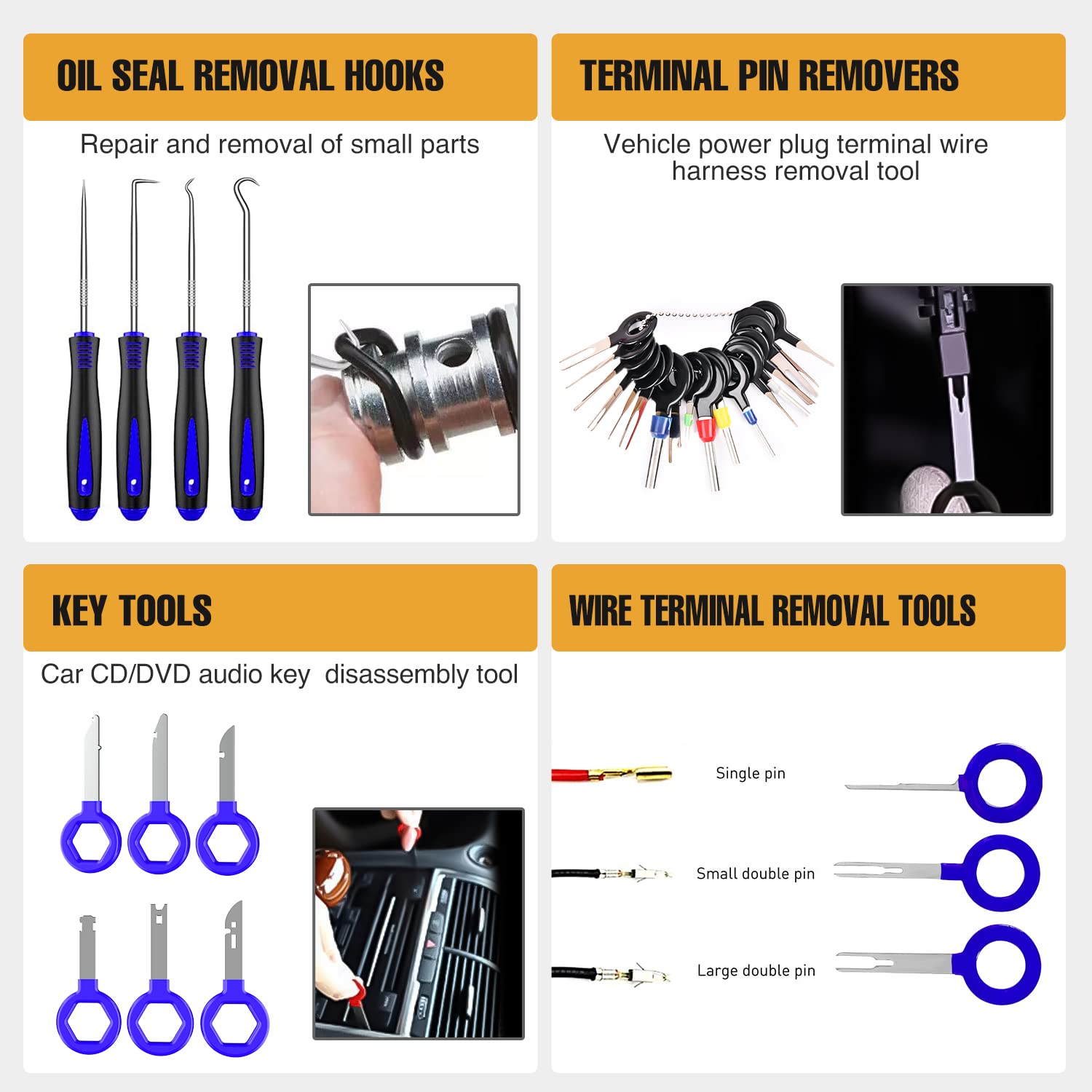 238 Pcs Trim Removal Tool Kit, Car Pry Tool Kit Door Panel/Radio/Stereo/Terminal Removal Tool Set, Auto Clip Pliers Fastener Remover Panel Removal Tool Kit, Pry Tool Set with Storage Bag
