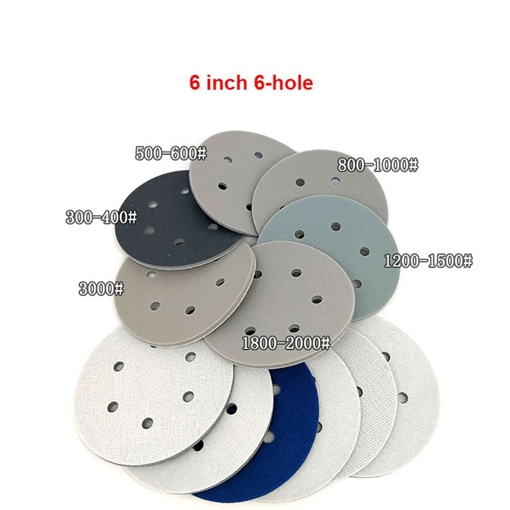 6 Inch （150mm） Hook & Loop Sponge Sandpaper 6 / 9 / 15 / 17 Hole Sanding Discs