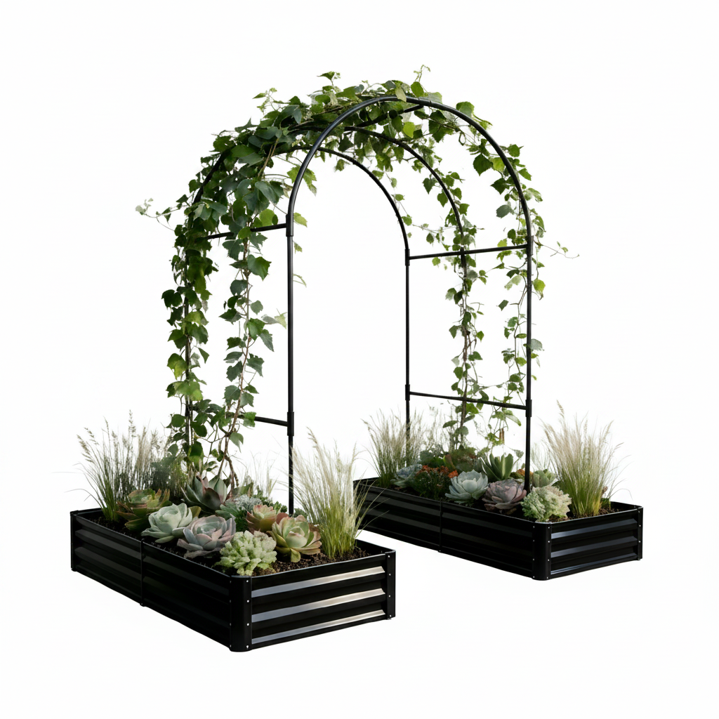 2 Pack Raised Garden Bed with Arch Trellis | HomeDIYer