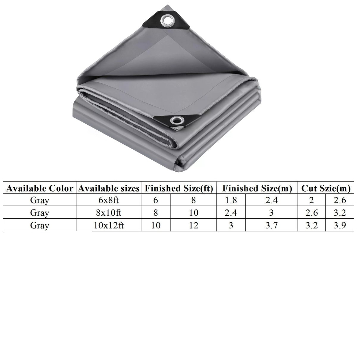 5x7ft to 10x12ft Gray Heavy Duty Poly Tarp Waterproof Awning Poly PVC Boat Canopy Cover Tarpaulin Tent - HomeDIYer