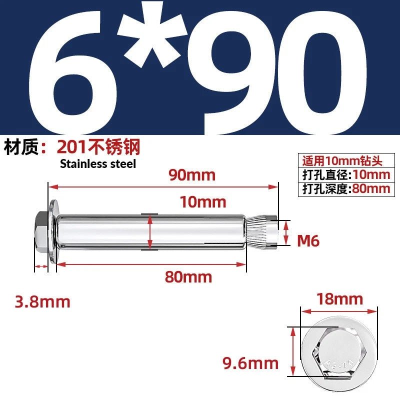 Stainless Steel Masonry Concrete Expansion Anchor Bolt — M6 M8 M10 M12 M16 | 304 & 201 SS