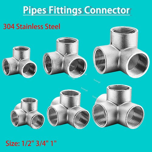 Stainless Steel BSP Female 3-Way & 4-Way Pipe Fitting Connectors