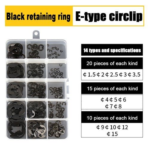 E Clips C Circlip Retaining Ring Stainless Steel Carbon Steel Kit 1.5mm - 48mm Kit - HomeDIYer
