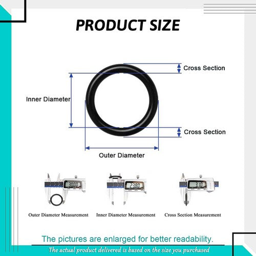 1.9mm Cross Section O-Rings NBR Nitrile Rubber 45mm - 140mm OD Oil Resistant Seal 100Pcs