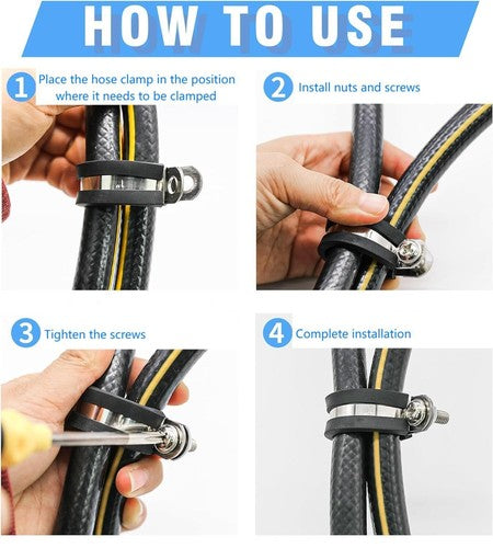 Rubber Lined P Clip Stainless Steel 6mm-70mm Sizes Pipe Cable Hose Clamp P-Clips