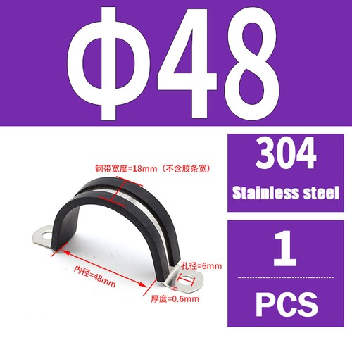 Rubber Lined P-Clips Stainless Steel 304 Pipe Clamps Sizes 6mm to 200mm W4