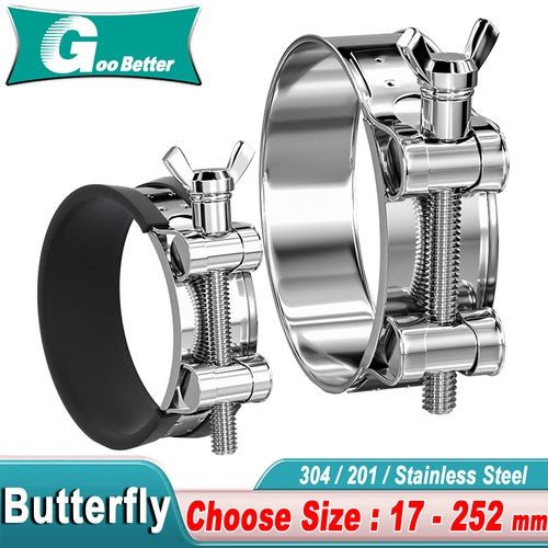 17mm - 252mm Hose Clamps - Clips Stainless Steel Heavy Duty T Bolt Exhaust Butterf - HomeDIYer