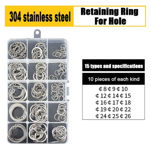 E Clips C Circlip Retaining Ring Stainless Steel Carbon Steel Kit 1.5mm - 48mm Kit - HomeDIYer