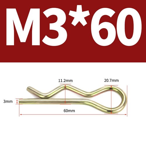 Heavy Duty Hitch Pins Clip - Spring Retaining R Clip M1~M10x16~120mm for Trailer