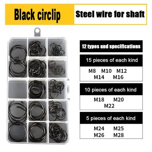 E Clips C Circlip Retaining Ring Stainless Steel Carbon Steel Kit 1.5mm - 48mm Kit - HomeDIYer