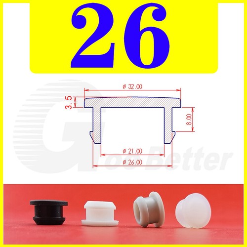 Snap-On Hole Plug Silicone Rubber Blanking Seal Bung Pipe Tube (2.5-60mm) Black