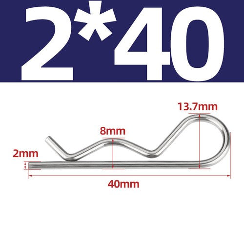 R Clip Stainless Steel 304 A2 Beta Pins 1.0mm 1.2mm 1.5mm 2mm 2.5mm 3mm 4mm 5m
