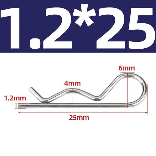 R Clip Stainless Steel 304 A2 Beta Pins 1.0mm 1.2mm 1.5mm 2mm 2.5mm 3mm 4mm 5m