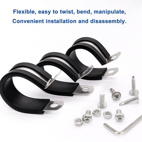 Rubber Lined P Clip Stainless Steel 6mm-70mm Sizes Pipe Cable Hose Clamp P-Clips