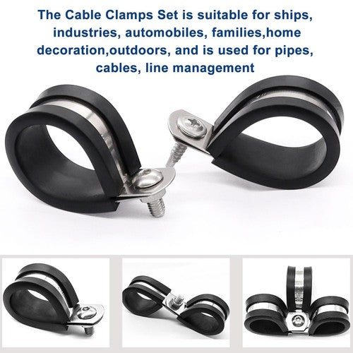 Rubber Lined P Clip Stainless Steel 6mm-70mm Sizes Pipe Cable Hose Clamp P-Clips