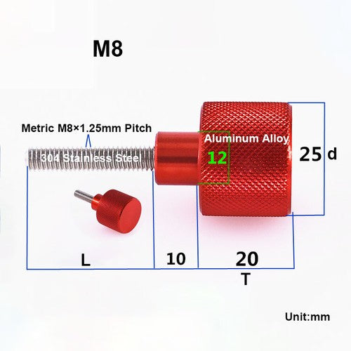 M8 M10 Aluminium Knurled High Thumb Screws Stainless Steel Hand Grip Knob Bolts