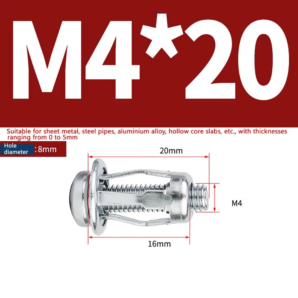 M4–M8 Metal Drywall Expansion Bolts | Hollow Wall Anchors for Plasterboard & Drywall