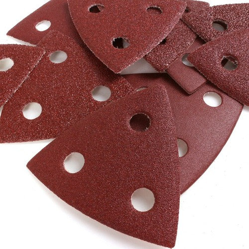 Delta sanding sheets showcasing the hook and loop attachment system for easy use.