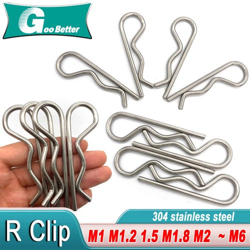 R Clip Stainless Steel 304 A2 Beta Pins 1.0mm 1.2mm 1.5mm 2mm 2.5mm 3mm 4mm 5m