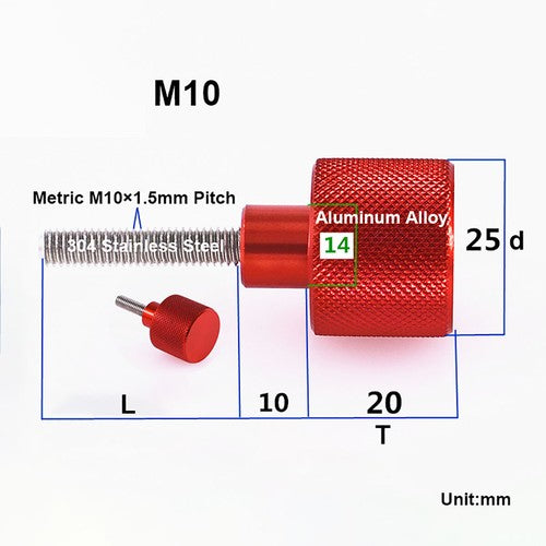 M8 M10 Aluminium Knurled High Thumb Screws Stainless Steel Hand Grip Knob Bolts