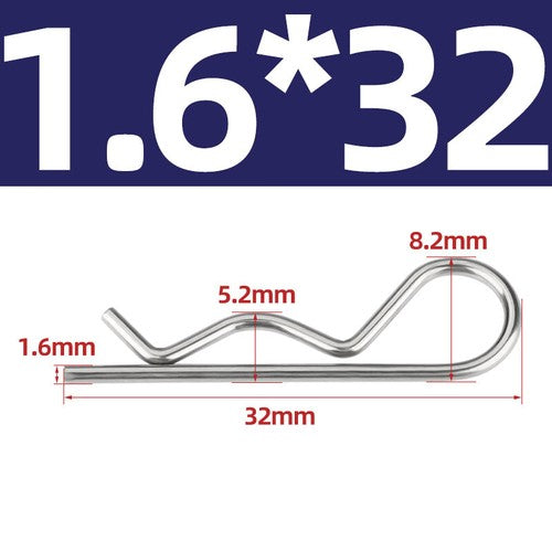 R Clip Stainless Steel 304 A2 Beta Pins 1.0mm 1.2mm 1.5mm 2mm 2.5mm 3mm 4mm 5m