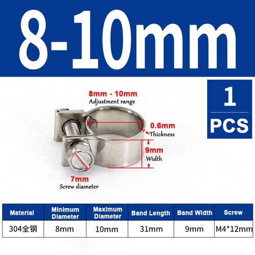 6mm - 31mm Mini Hose Clip Jubilee hose Clamps Fuel Line Diesel Petrol Pipe 10 Pack - HomeDIYer