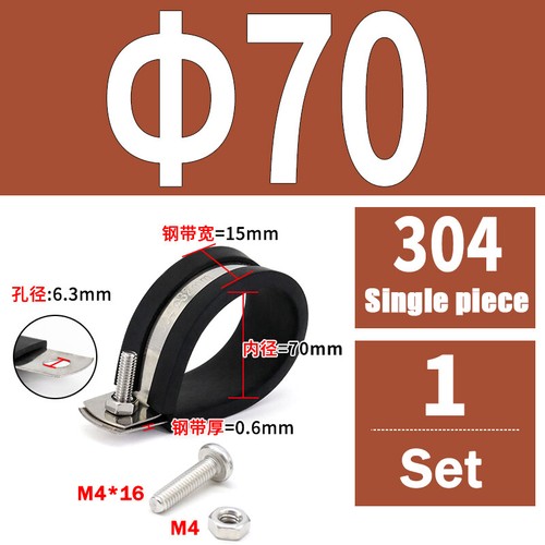 Rubber Lined P Clip Stainless Steel 6mm-70mm Sizes Pipe Cable Hose Clamp P-Clips