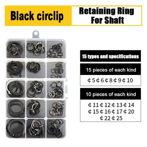 E Clips C Circlip Retaining Ring Stainless Steel Carbon Steel Kit 1.5mm - 48mm Kit - HomeDIYer