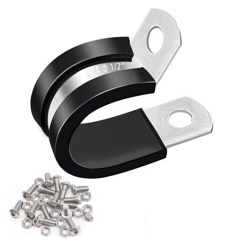 Rubber Lined P Clip Stainless Steel 6mm-70mm Sizes Pipe Cable Hose Clamp P-Clips