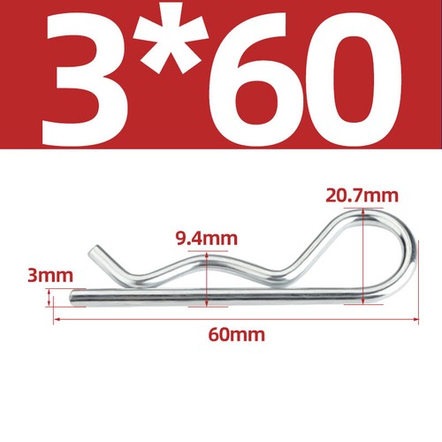 Heavy Duty Hitch Pins Clip -Spring Retaining R Clip M1~M7 x 16~150mm for Trailer