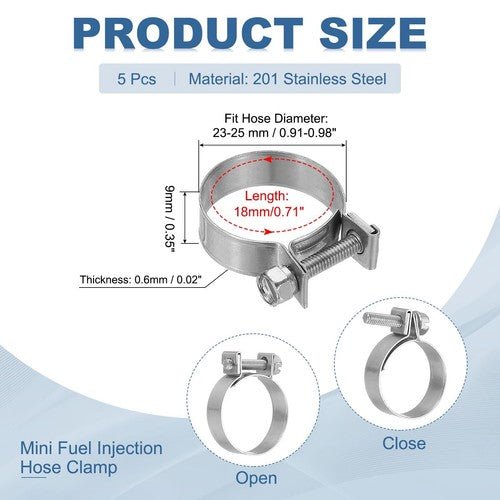 6mm - 31mm Mini Hose Clip Jubilee hose Clamps Fuel Line Diesel Petrol Pipe 10 Pack - HomeDIYer