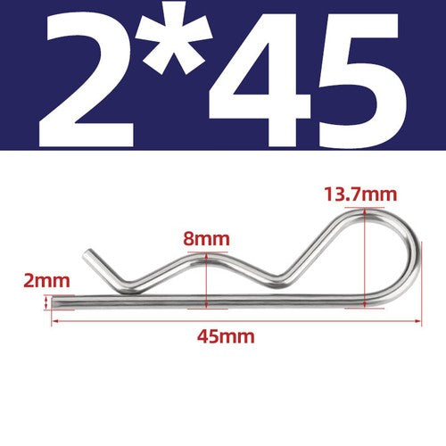R Clip Stainless Steel 304 A2 Beta Pins 1.0mm 1.2mm 1.5mm 2mm 2.5mm 3mm 4mm 5m