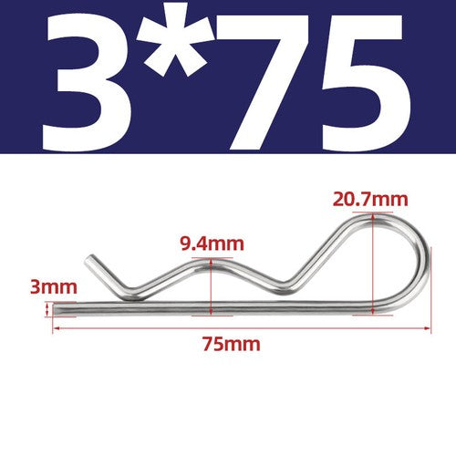 R Clip Stainless Steel 304 A2 Beta Pins 1.0mm 1.2mm 1.5mm 2mm 2.5mm 3mm 4mm 5m