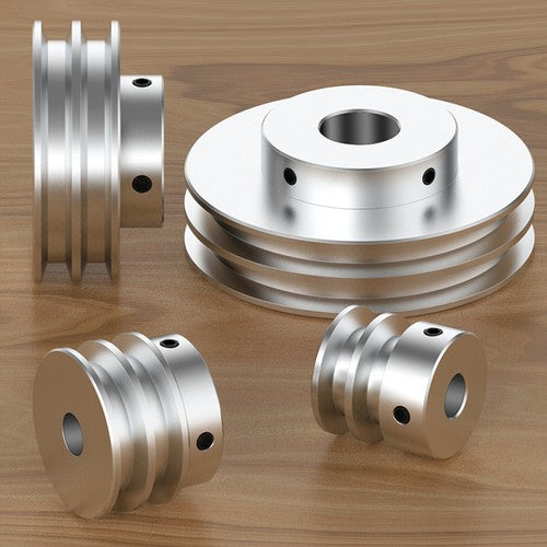 Double V Grooved Pulley PU Round Belt Pulleys Aluminum Width 7mm OD 30-80mm
