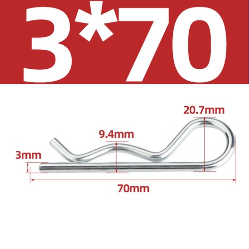 Heavy Duty Hitch Pins Clip -Spring Retaining R Clip M1~M7 x 16~150mm for Trailer