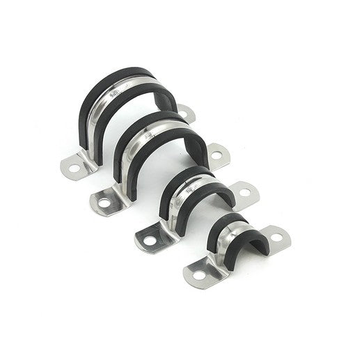 Rubber Lined P-Clips Stainless Steel 304 Pipe Clamps Sizes 6mm to 200mm W4