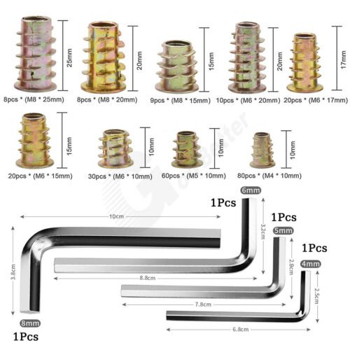 245x screw - in nuts threaded insert wood screw - in sockets M4 - M8 assortment set - HomeDIYer