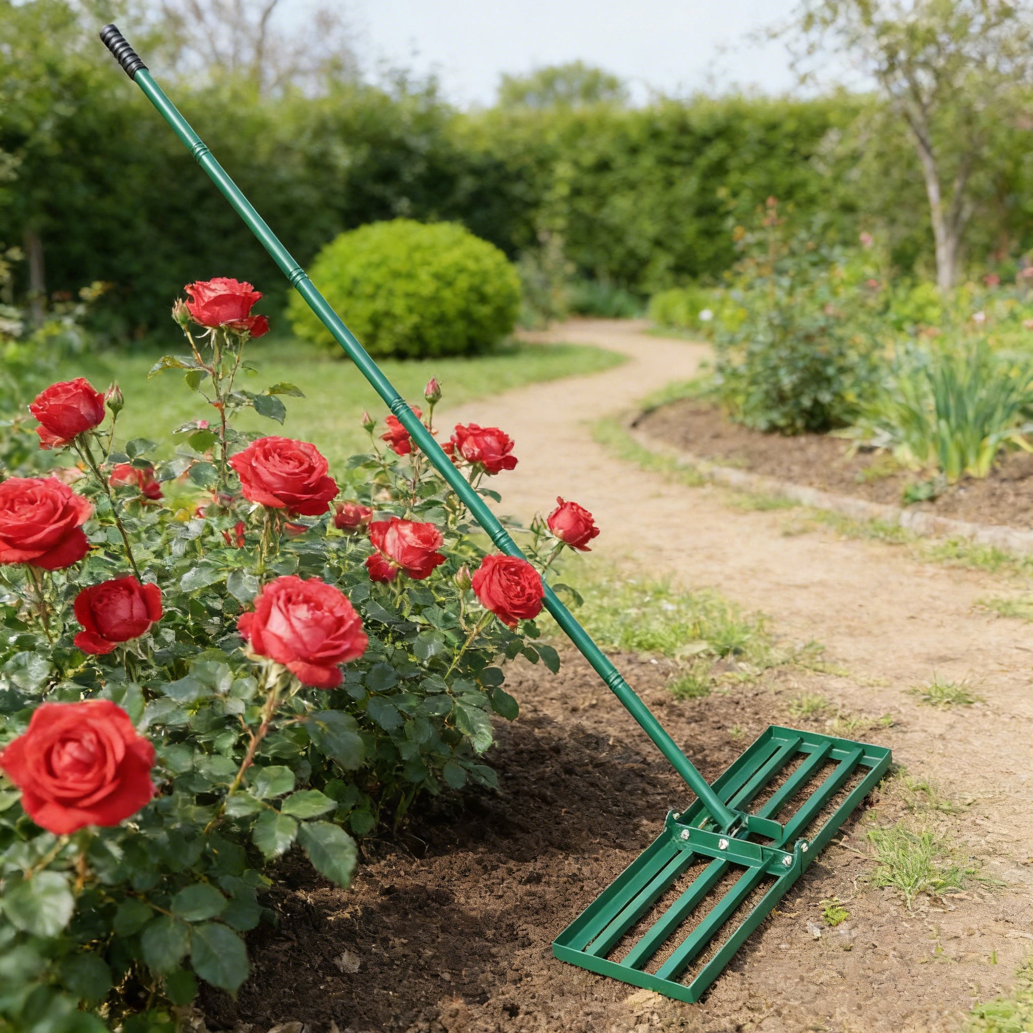 Garden backyard farmland golf course compost sand leveling with 79.5 long handle heavy duty tool lawn leveling rake