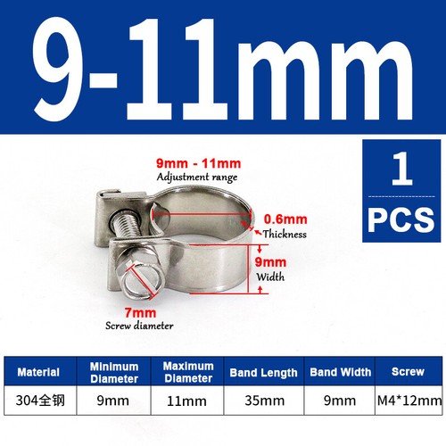 6mm - 31mm Mini Hose Clip Jubilee hose Clamps Fuel Line Diesel Petrol Pipe 10 Pack - HomeDIYer