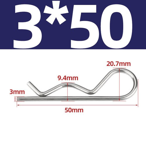 R Clip Stainless Steel 304 A2 Beta Pins 1.0mm 1.2mm 1.5mm 2mm 2.5mm 3mm 4mm 5m