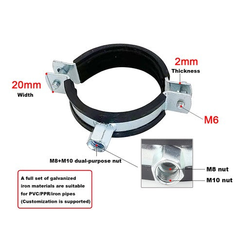 Adjustable Pipe Bracket Clamp,16-315mm Wall Ceiling Mount Iron Pipe Strap Suppor